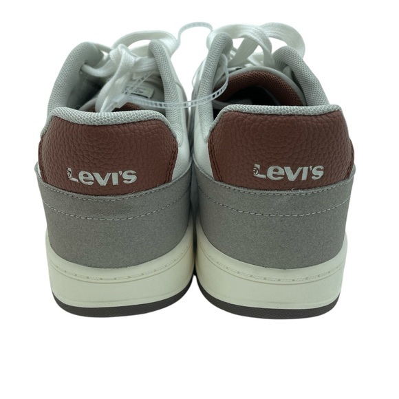 Levis Turner Mens Low Top Sneakers White Grey Brown Lace Up Court Shoes - Picture 5 of 7